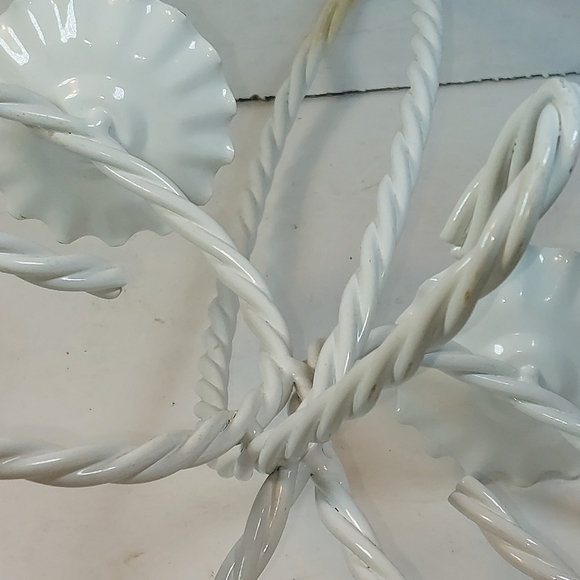 Vintage Home Interiors White Metal Twisted Rope Candle Holder - Picture 7 of 7